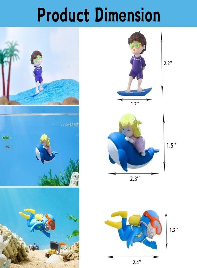 VAYINATO® 3 Pcs Floating Fish Tank Decorations | Cute Little Diver, Surfer boy, Whale-Riding Girl for Aquarium Decorations, Desktop Ornaments by Petzlifeworld - Image 2